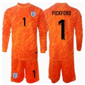 England Jordan Pickford #1 Målmand Hjemmebanetrøje Børn EM 2024 Lange ærmer (+ bukser)