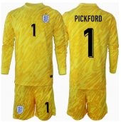 England Jordan Pickford #1 Målmand Udebanetrøje Børn EM 2024 Lange ærmer (+ bukser)