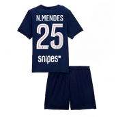 Paris Saint-Germain Nuno Mendes #25 Hjemmebanetrøje Børn 2025-26 Kort ærmer (+ bukser)